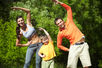 Family doing Exercises Together