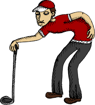 Golfer with poor posture and hurt Back
